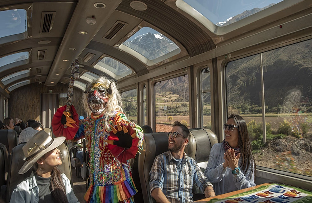 Our travelers aboard the scenic train to Machu Picchu