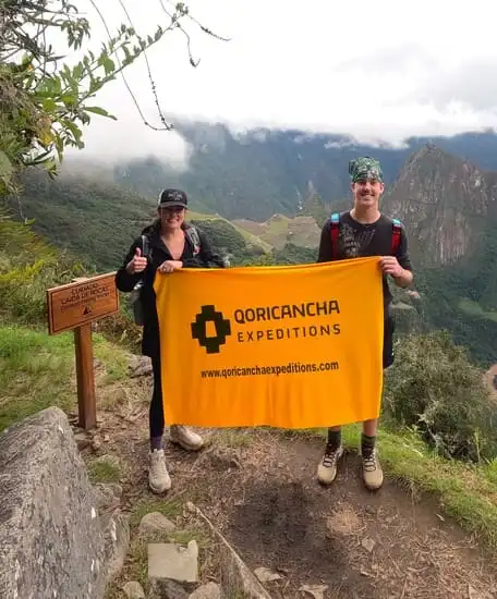 View of Machu Picchu from the Sun Gate with our 2-day luxury hikers.