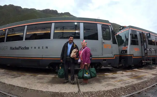 Guests boarding the scenic train to Machu Picchu from Ollantaytambo