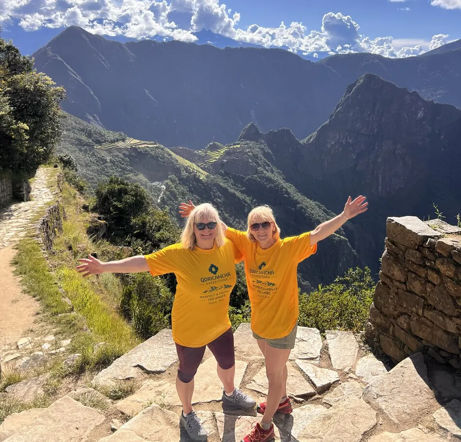 Our hikers enjoying panoramic views from the Sun Gate on the Short Inca Trail