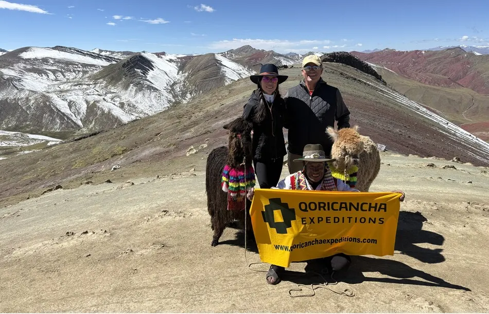 Our Hikers enjoying alpacas and mountain views on the Ausangate Trek