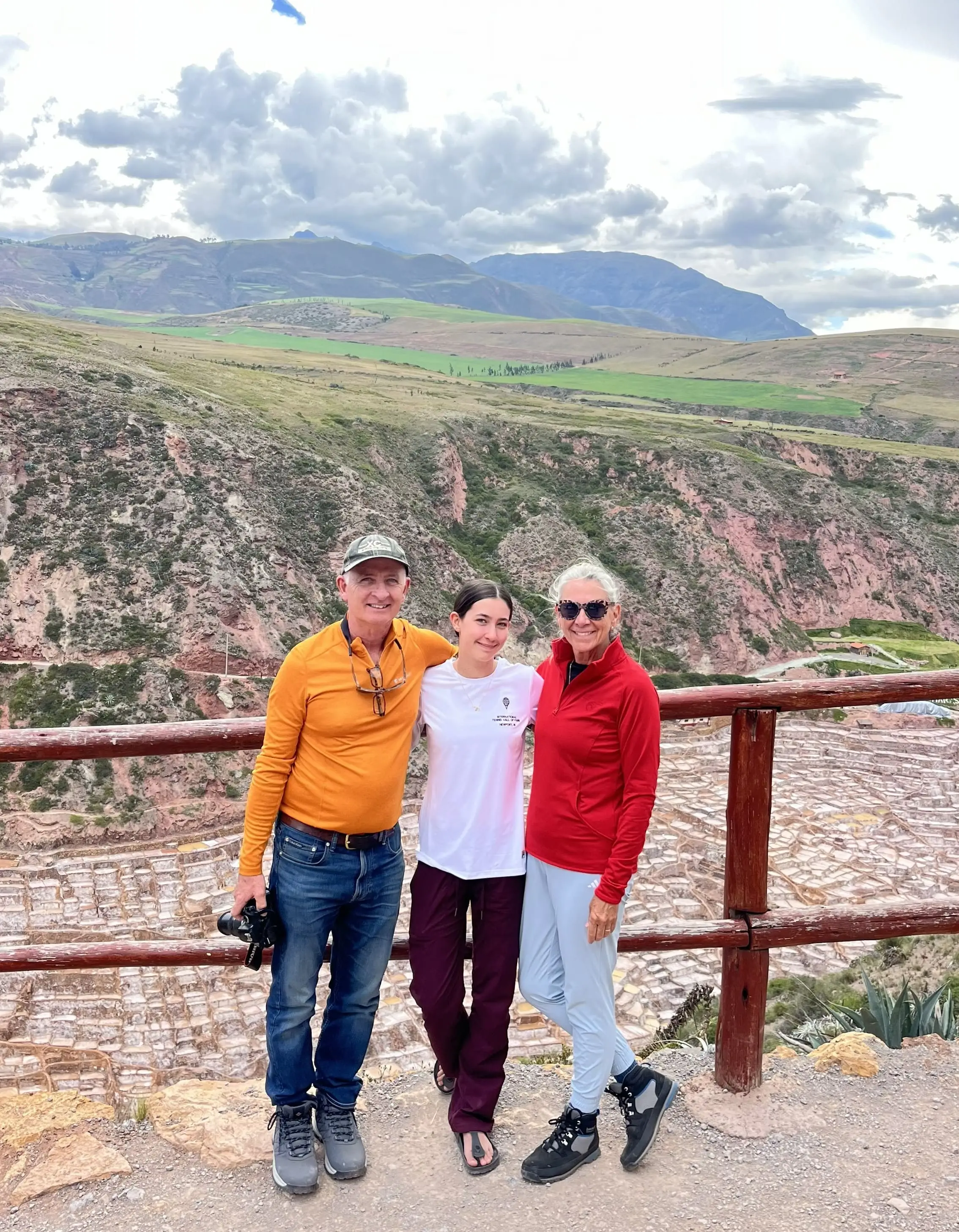 Travelers visiting the Salt Mines of Maras in the Sacred Valley