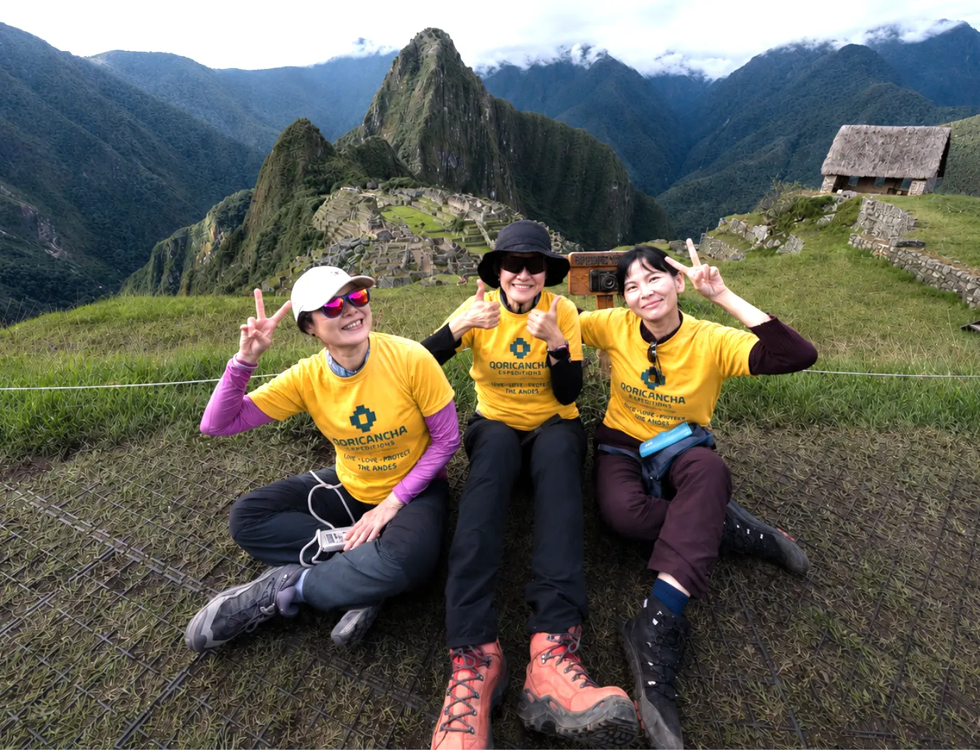 Our travelers enjoying the iconic panoramic views of Machu Picchu
